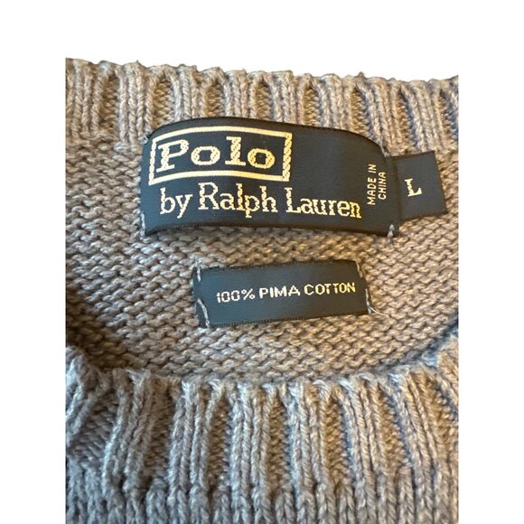 Polo Ralph Lauren Mens Sweater Large Pima Cotton Pale Blue Crewneck Long Sleeve - Picture 3 of 5